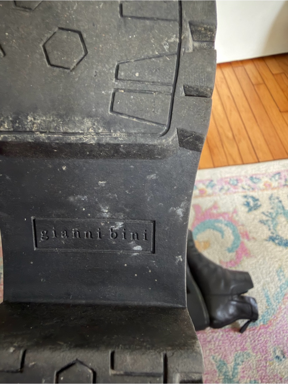 Gianni Bini Black Leather Moto Ankle Boots - Picture 4 of 5